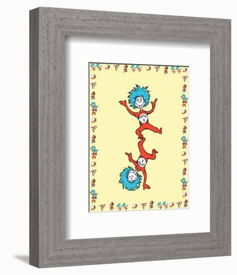 Cat in Hat Yellow Border Collection II - Thing 1 & Thing 2 (yellow bordered)-Theodor (Dr. Seuss) Geisel-Framed Art Print