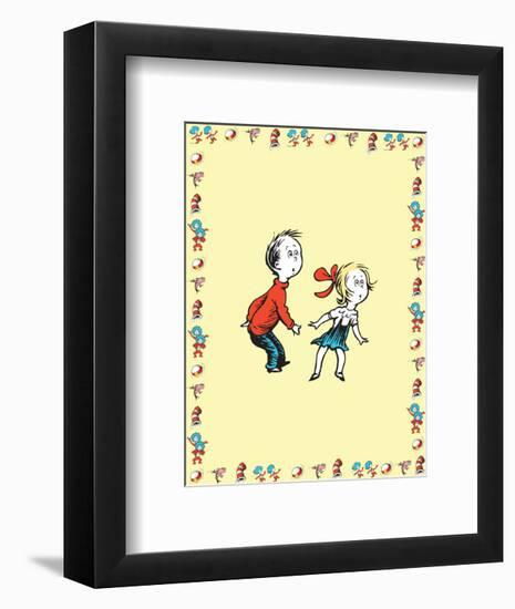 Cat in Hat Yellow Border Collection III - Sally & Her Brother (yellow bordered)-Theodor (Dr. Seuss) Geisel-Framed Art Print