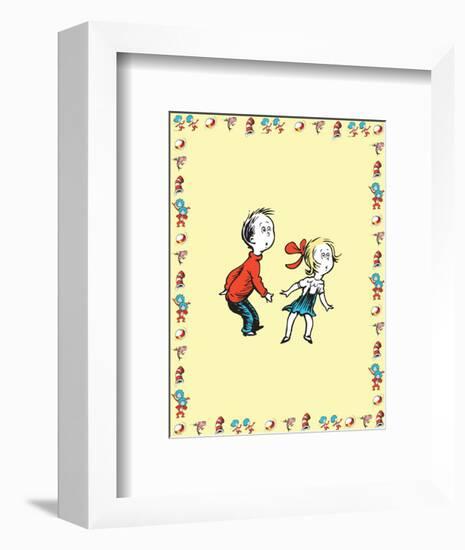 Cat in Hat Yellow Border Collection III - Sally & Her Brother (yellow bordered)-Theodor (Dr. Seuss) Geisel-Framed Art Print