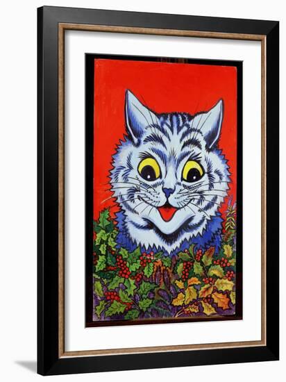 Cat in Holly-Louis Wain-Framed Giclee Print