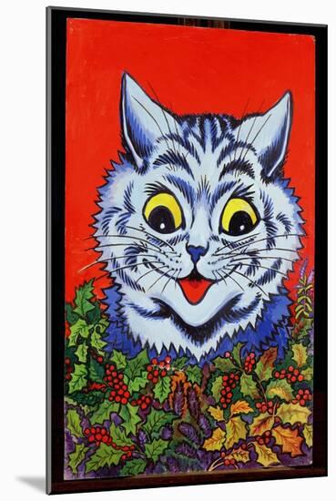 Cat in Holly-Louis Wain-Mounted Giclee Print