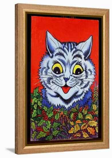 Cat in Holly-Louis Wain-Framed Premier Image Canvas