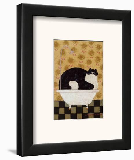 Cat in Hot Tin Tub-Warren Kimble-Framed Art Print