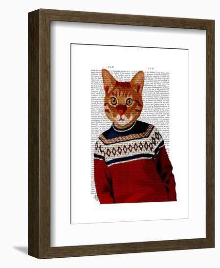 Cat in Ski Sweater-Fab Funky-Framed Art Print