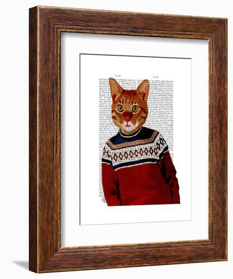 Cat in Ski Sweater-Fab Funky-Framed Art Print