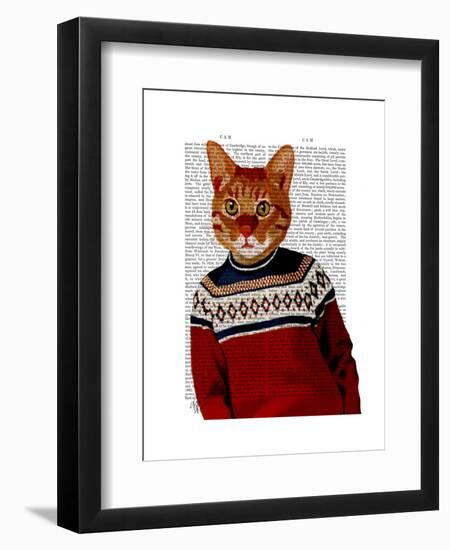 Cat in Ski Sweater-Fab Funky-Framed Art Print