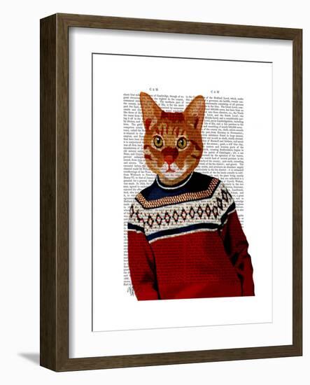 Cat in Ski Sweater-Fab Funky-Framed Art Print