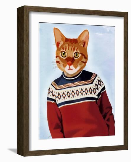 Cat in Ski Sweater-Fab Funky-Framed Art Print