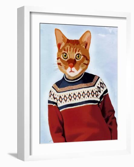 Cat in Ski Sweater-Fab Funky-Framed Art Print