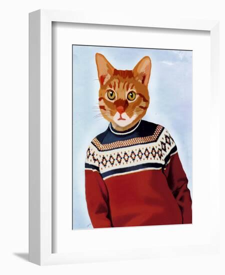 Cat in Ski Sweater-Fab Funky-Framed Art Print