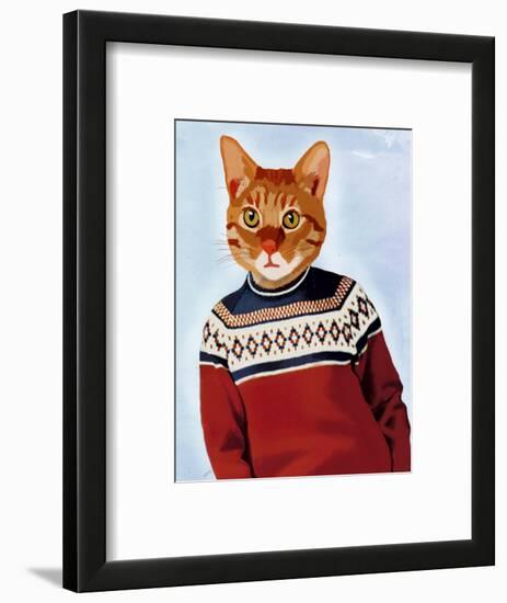 Cat in Ski Sweater-Fab Funky-Framed Art Print