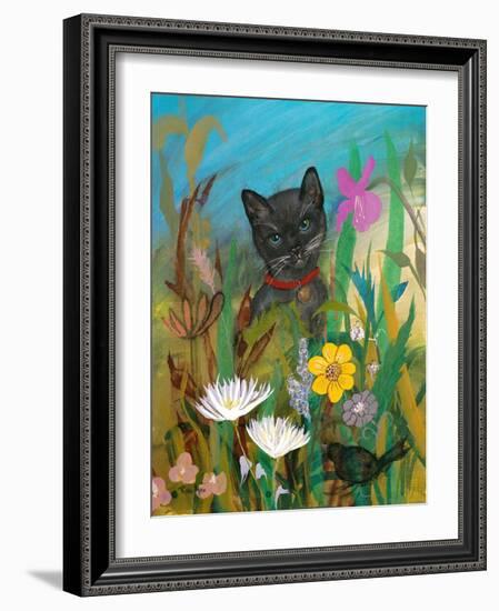 Cat in the Garden-Robin Maria-Framed Art Print