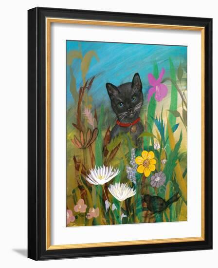 Cat in the Garden-Robin Maria-Framed Art Print