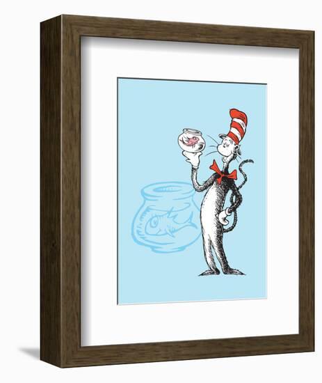 Cat in the Hat Blue Collection I - The Cat in the Hat with Fish (blue)-Theodor (Dr. Seuss) Geisel-Framed Art Print