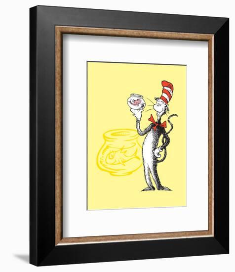 Cat in the Hat Yellow Collection I - The Cat in the Hat with Fish (yellow)-Theodor (Dr. Seuss) Geisel-Framed Art Print