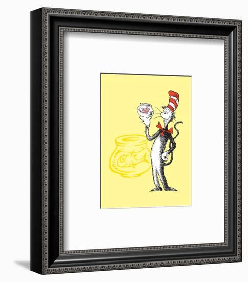 Cat in the Hat Yellow Collection I - The Cat in the Hat with Fish (yellow)-Theodor (Dr. Seuss) Geisel-Framed Art Print