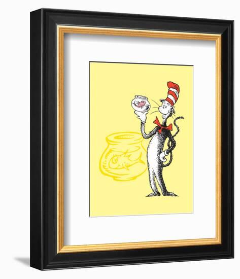 Cat in the Hat Yellow Collection I - The Cat in the Hat with Fish (yellow)-Theodor (Dr. Seuss) Geisel-Framed Art Print