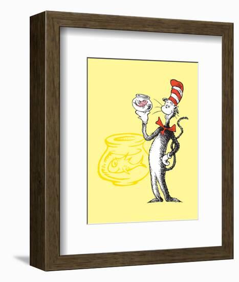 Cat in the Hat Yellow Collection I - The Cat in the Hat with Fish (yellow)-Theodor (Dr. Seuss) Geisel-Framed Art Print