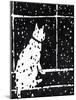 Cat in Window Durning Snow Storm, C.2019 (Ink on Paper)-Janel Bragg-Mounted Giclee Print