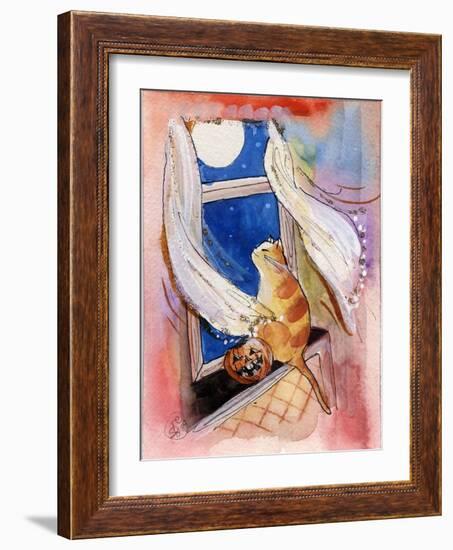 Cat in Window Halloween-sylvia pimental-Framed Art Print