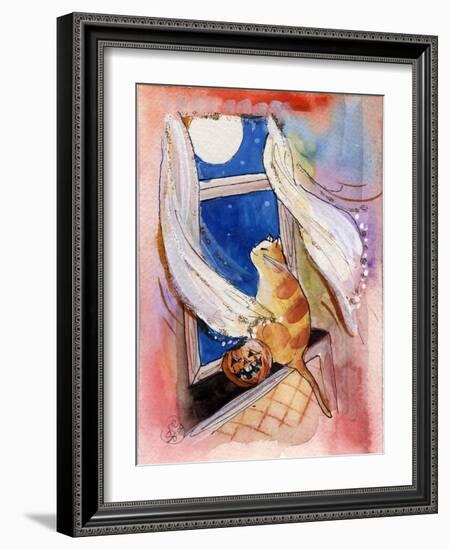 Cat in Window Halloween-sylvia pimental-Framed Art Print