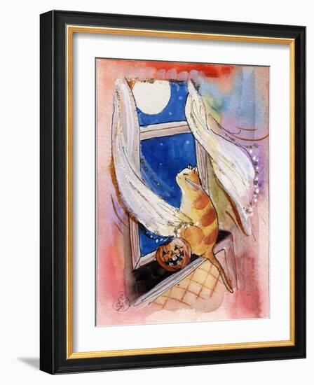 Cat in Window Halloween-sylvia pimental-Framed Art Print