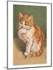 Cat Licking Paw-null-Mounted Art Print