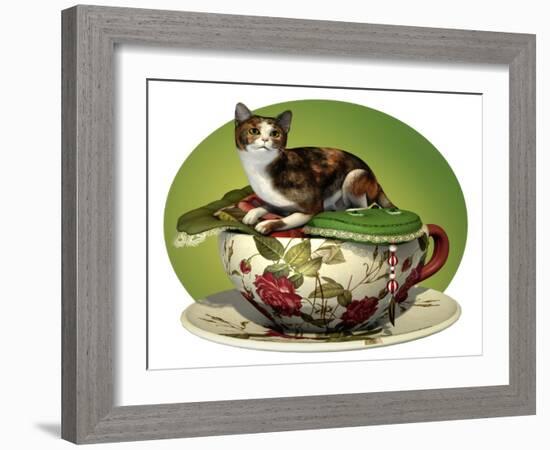 Cat N Cup Calico-Atelier Sommerland-Framed Art Print