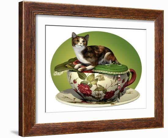 Cat N Cup Calico-Atelier Sommerland-Framed Art Print