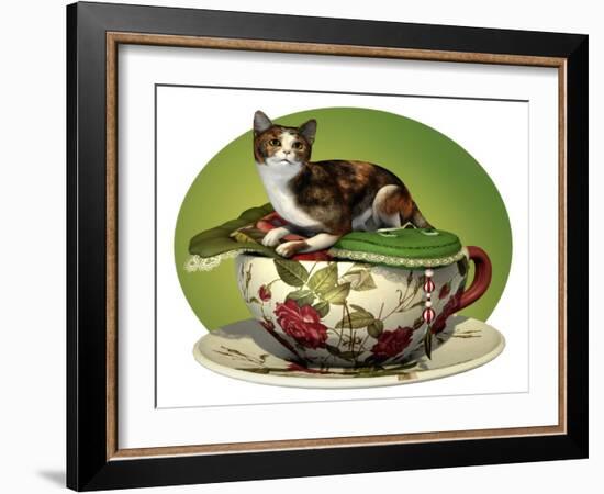 Cat N Cup Calico-Atelier Sommerland-Framed Art Print
