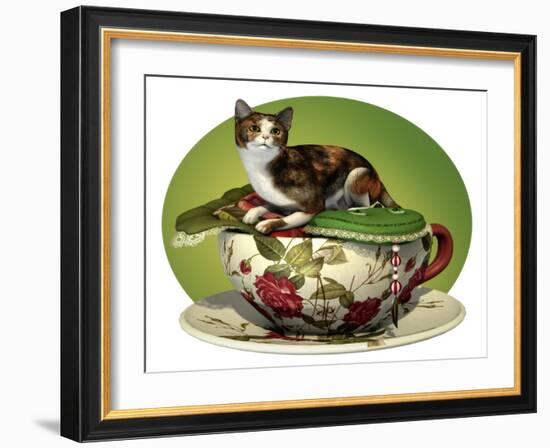 Cat N Cup Calico-Atelier Sommerland-Framed Art Print