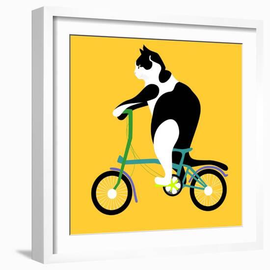 Cat On A Brompton Bike-Claire Huntley-Framed Giclee Print