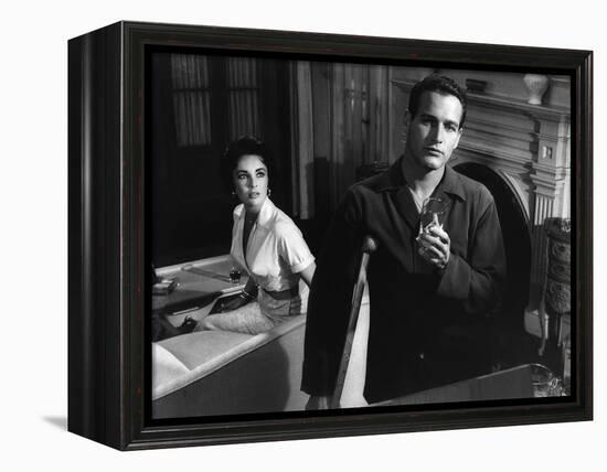 CAT ON A HOT TIN ROOF, 1958 directed by RICHARD BROOKS Elizabeth Taylor / Paul Newman (b/w photo)-null-Framed Stretched Canvas