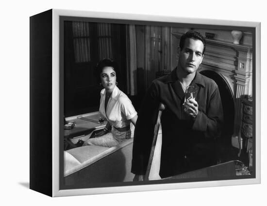 CAT ON A HOT TIN ROOF, 1958 directed by RICHARD BROOKS Elizabeth Taylor / Paul Newman (b/w photo)-null-Framed Stretched Canvas