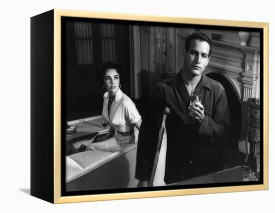 CAT ON A HOT TIN ROOF, 1958 directed by RICHARD BROOKS Elizabeth Taylor / Paul Newman (b/w photo)-null-Framed Stretched Canvas