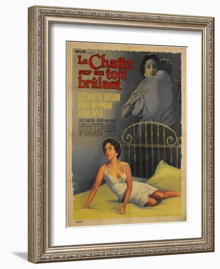 Cat on a Hot Tin Roof, French Movie Poster, 1958-null-Framed Art Print