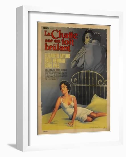 Cat on a Hot Tin Roof, French Movie Poster, 1958-null-Framed Art Print