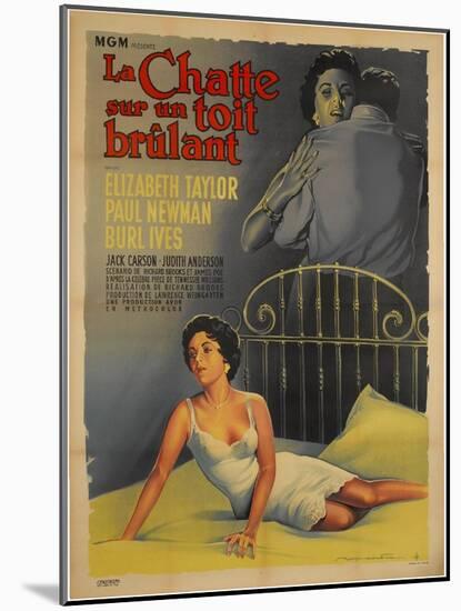 Cat on a Hot Tin Roof, French Movie Poster, 1958-null-Mounted Art Print