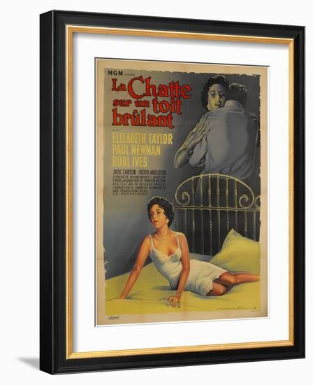 Cat on a Hot Tin Roof, French Movie Poster, 1958-null-Framed Art Print