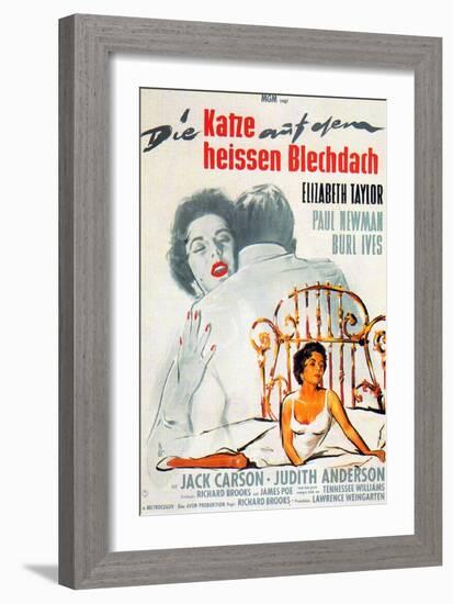 Cat on a Hot Tin Roof, German Movie Poster, 1958-null-Framed Art Print