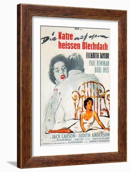 Cat on a Hot Tin Roof, German Movie Poster, 1958-null-Framed Art Print