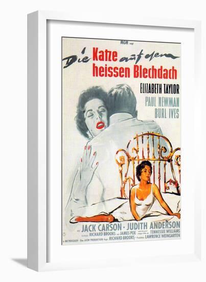 Cat on a Hot Tin Roof, German Movie Poster, 1958-null-Framed Art Print