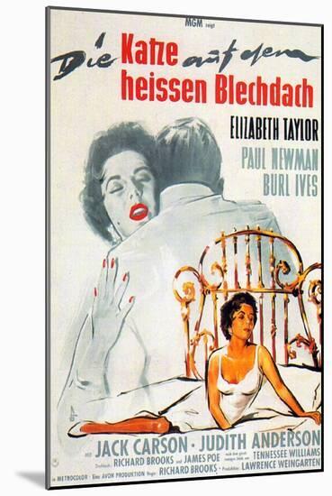 Cat on a Hot Tin Roof, German Movie Poster, 1958-null-Mounted Art Print