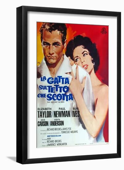 Cat on a Hot Tin Roof, Italian Movie Poster, 1958-null-Framed Art Print