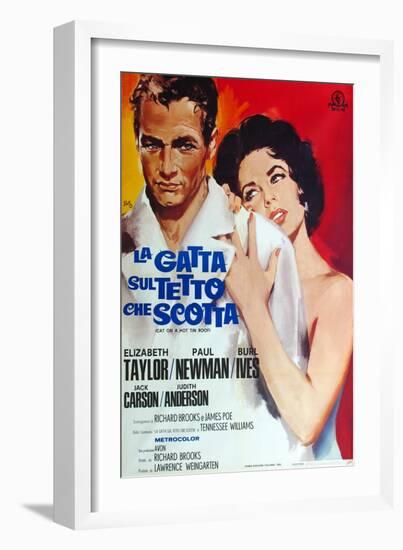 Cat on a Hot Tin Roof, Italian Movie Poster, 1958-null-Framed Art Print