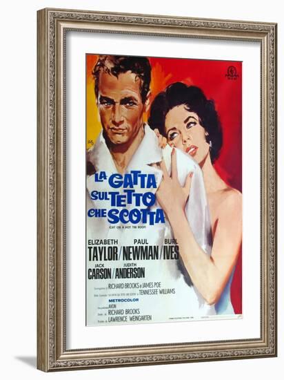 Cat on a Hot Tin Roof, Italian Movie Poster, 1958-null-Framed Premium Giclee Print