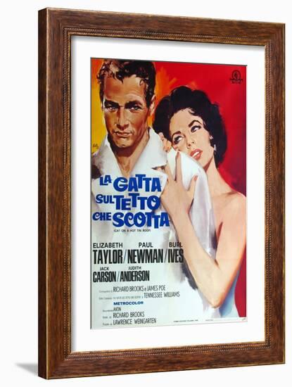 Cat on a Hot Tin Roof, Italian Movie Poster, 1958-null-Framed Premium Giclee Print