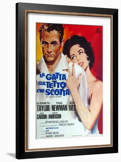 Cat on a Hot Tin Roof, Italian Movie Poster, 1958-null-Framed Premium Giclee Print