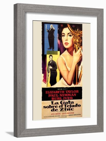 Cat on a Hot Tin Roof, Spanish Movie Poster, 1958-null-Framed Art Print
