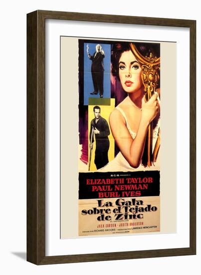 Cat on a Hot Tin Roof, Spanish Movie Poster, 1958-null-Framed Art Print